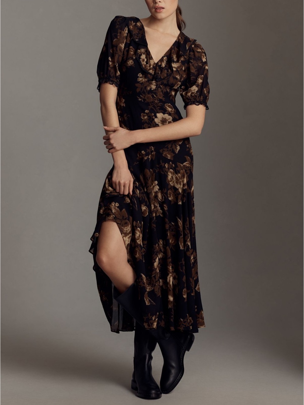 REFORMATION NWT Evra Open Cut Out Back Ruffled Floral Midi Dress 6